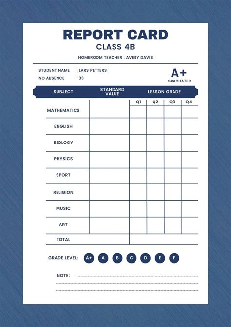 Free Report Card Templates .